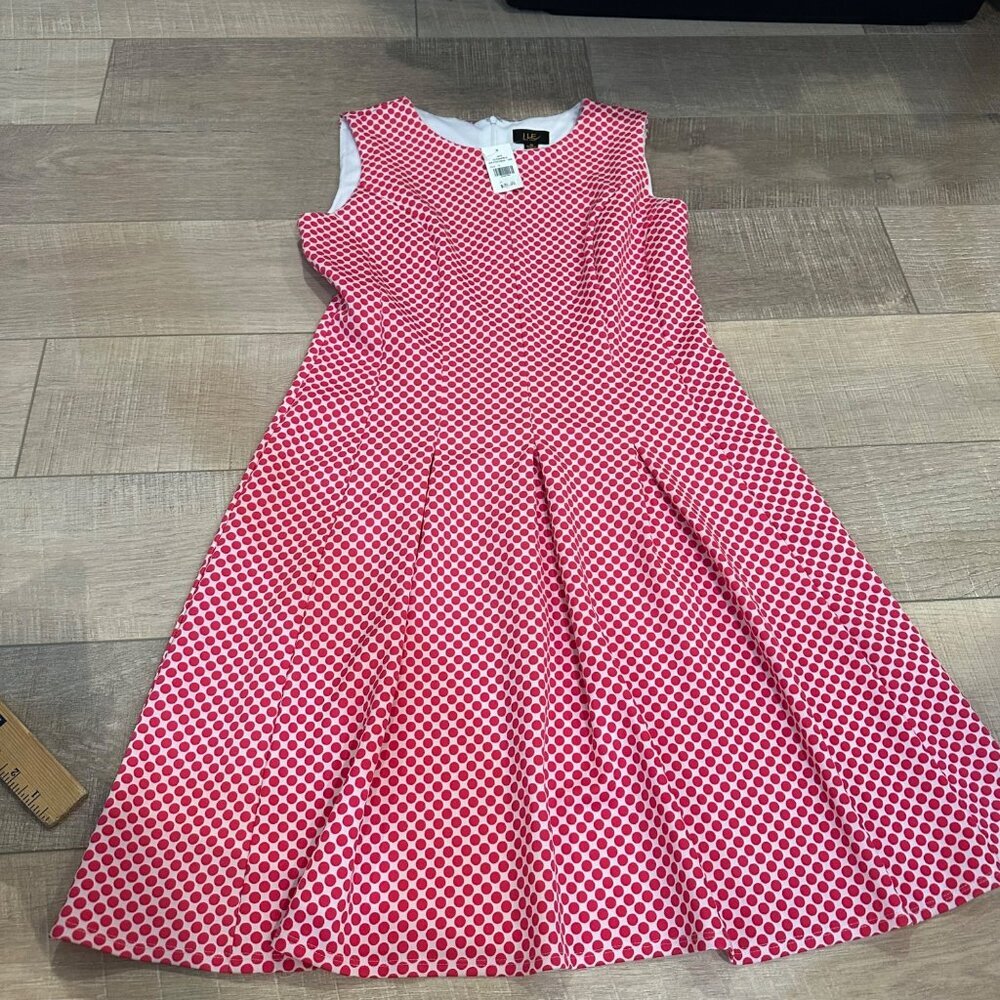 I LE SIZE 10 PINK POLKA DOT WOMENS DRESS NEW